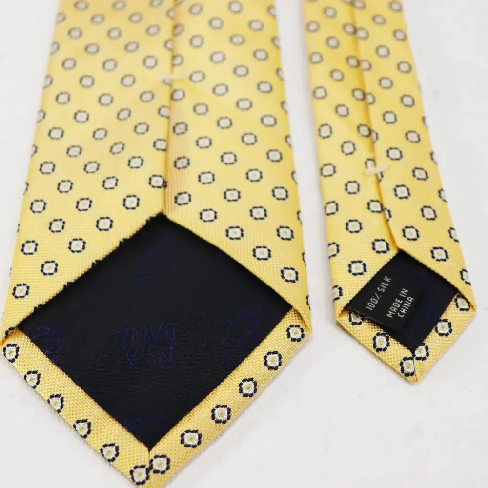 Jos A Banks Tie Mens 60 in Silk Pale Yellow Geo Octagon Executive Collection